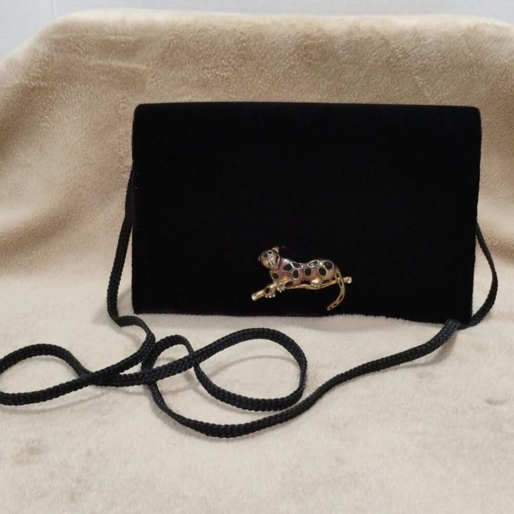 Special Occasion Handbag Velvet w Leopard Accent